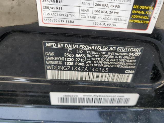 WDDNG71X47A144165 - 2007 MERCEDES-BENZ S 550 BLACK photo 13