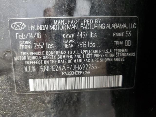 5NPE24AF7JH692255 - 2018 HYUNDAI SONATA SE Czarny zdjęcie 12