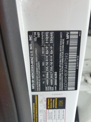 4JGDA5HB3FA497593 - 2015 MERCEDES-BENZ ML 350 4MATIC WHITE photo 13