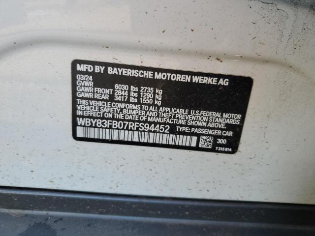 WBY83FB07RFS94452 - 2024 BMW I4 XDRIVE 40 WHITE photo 13