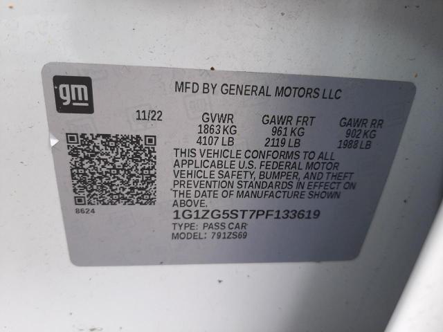 1G1ZG5ST7PF133619 - 2023 CHEVROLET MALIBU RS WHITE photo 12