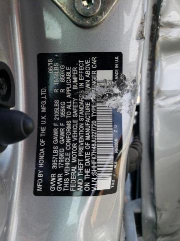SHHFK7H48JU227720 - 2018 HONDA CIVIC SPORT 银色 照片 12