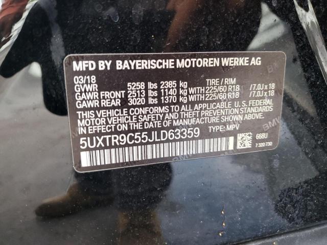 5UXTR9C55JLD63359 - 2018 BMW X3 XDRIVE30I BLACK photo 13