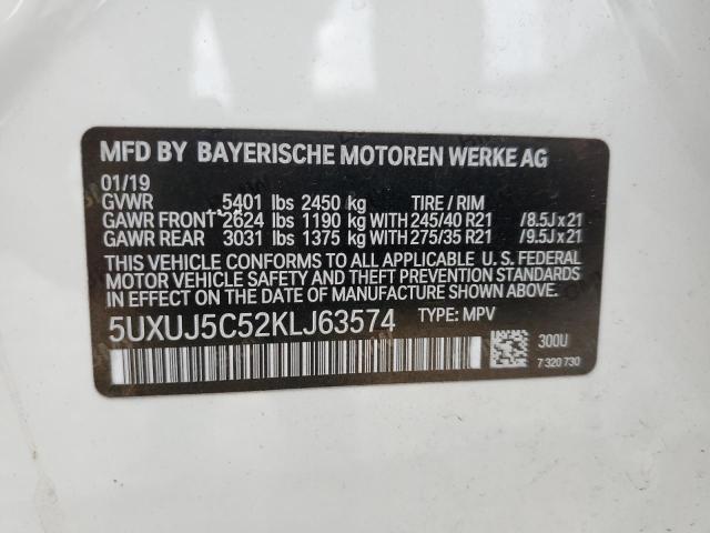 5UXUJ5C52KLJ63574 - 2019 BMW X4 M40I WHITE photo 13