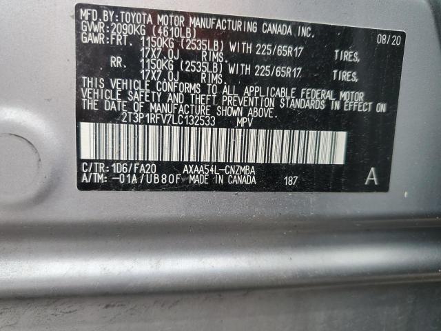 2T3P1RFV7LC132533 - 2020 TOYOTA RAV4 XLE SILVER photo 13