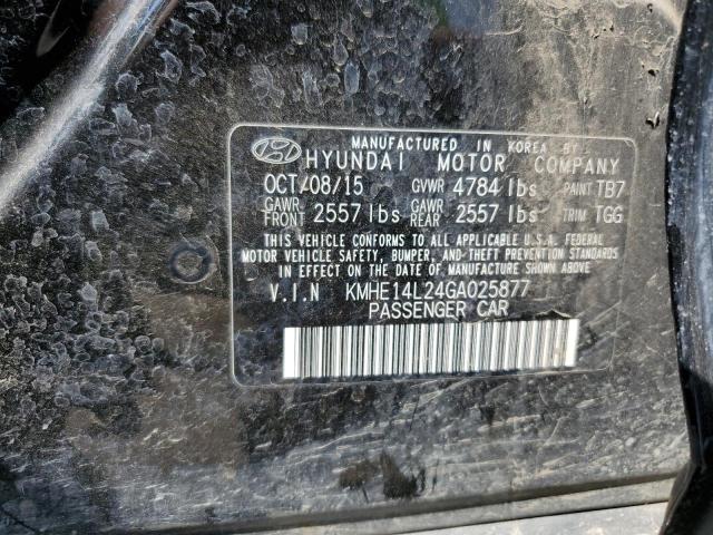 KMHE14L24GA025877 - 2016 HYUNDAI SONATA PLUG-IN HYBRID BLACK photo 12