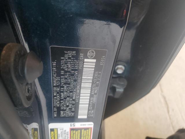 4T1C11AK0MU536621 - 2021 TOYOTA CAMRY LE GREEN photo 12