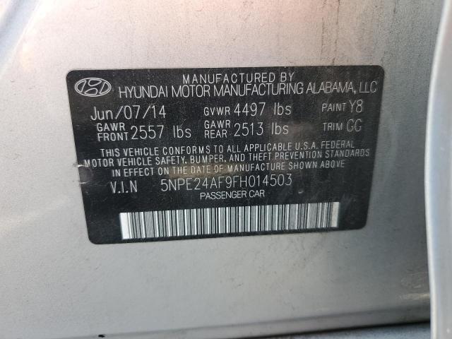 5NPE24AF9FH014503 - 2015 HYUNDAI SONATA SE SILVER photo 12