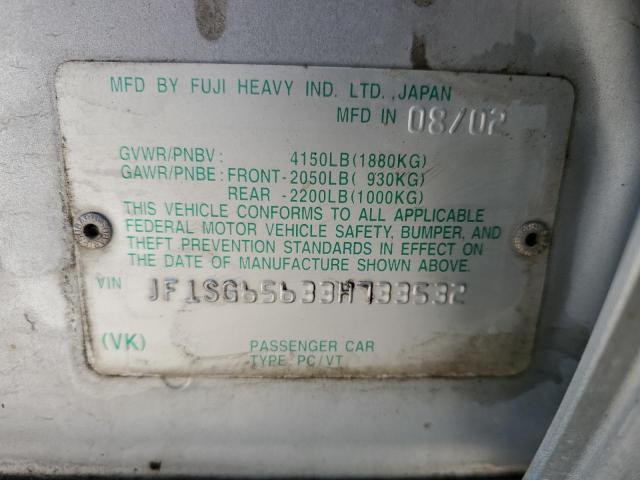 JF1SG65633H733532 - 2003 SUBARU FORESTER 2.5XS Серебристый фото 12