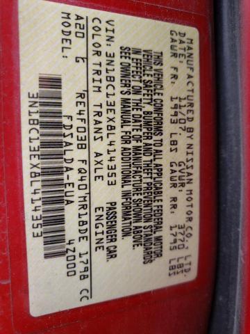 3N1BC13EX8L414353 - 2008 NISSAN VERSA S RED photo 13