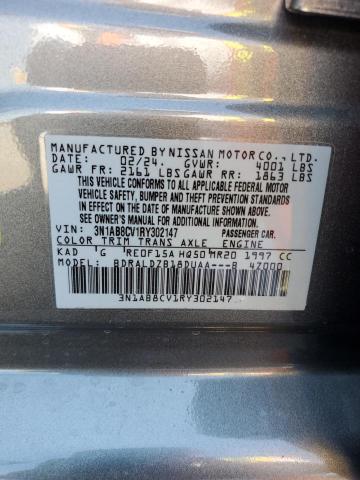 3N1AB8CV1RY302147 - 2024 NISSAN SENTRA SV GRAY photo 12