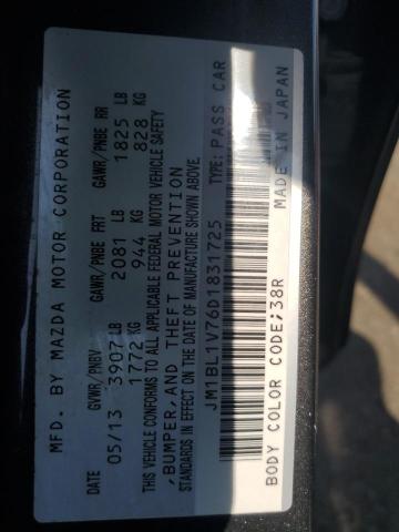 JM1BL1V76D1831725 - 2013 MAZDA 3 I ნაცრისფერი ფოტო 12