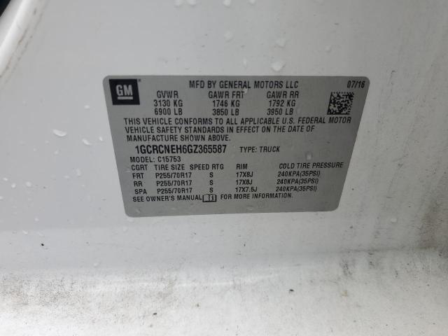 1GCRCNEH6GZ365587 - 2016 CHEVROLET SILVERADO C1500 白色 照片 12