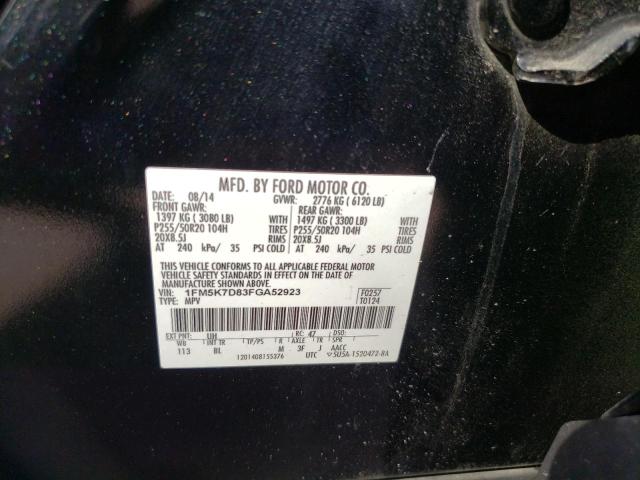 1FM5K7D83FGA52923 - 2015 FORD EXPLORER XLT BLACK photo 13