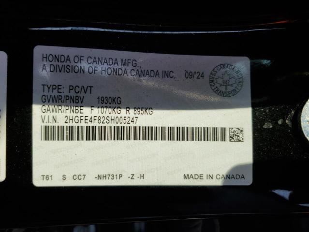 2HGFE4F82SH005247 - 2025 HONDA CIVIC SPORT BLACK photo 13