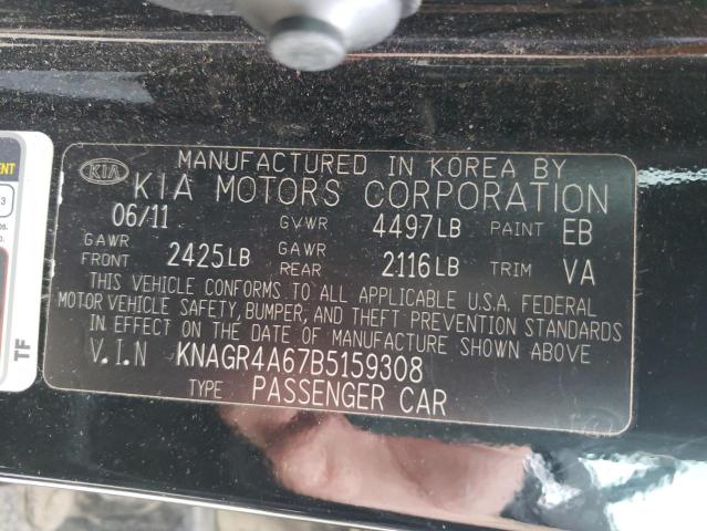 KNAGR4A67B5159308 - 2011 KIA OPTIMA SX BLACK photo 13