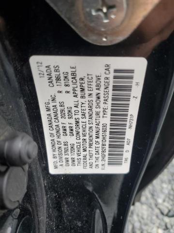 2HGFB2F81DH516030 - 2013 HONDA CIVIC EX أسود صورة 12