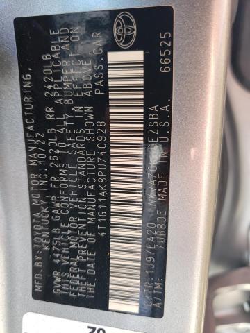 4T1G11AK8PU740928 - 2023 TOYOTA CAMRY SE NIGHT SHADE SILVER photo 12