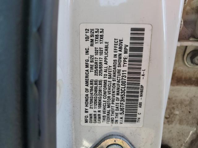 5J6TF3H53CL007311 - 2012 HONDA CROSSTOUR EXL თეთრი ფოტო 12