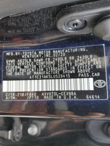 4T1C31AK5LU529415 - 2020 TOYOTA CAMRY LE BLACK photo 13