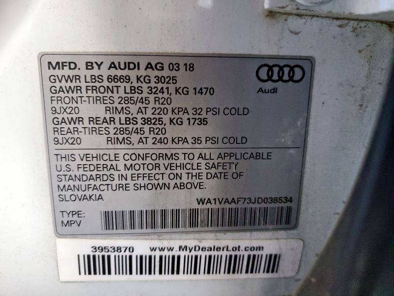 WA1VAAF73JD038534 - 2018 AUDI Q7 PRESTIGE Ağ foto 13