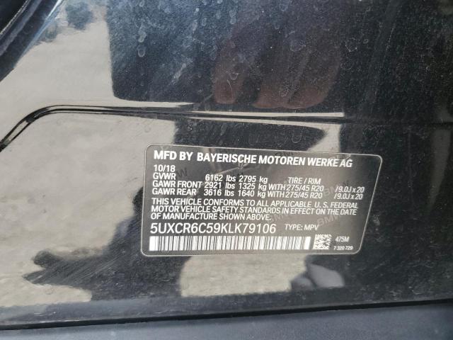 5UXCR6C59KLK79106 - 2019 BMW X5 XDRIVE40I BLACK photo 12