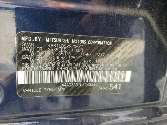 JA4AD3A37LZ043330 - 2020 MITSUBISHI OUTLANDER SE BLUE photo 13