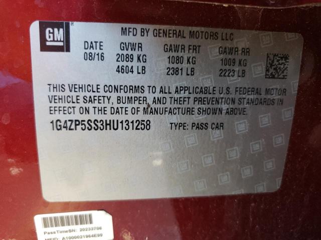 1G4ZP5SS3HU131258 - 2017 BUICK LACROSSE ESSENCE წითელი ფოტო 12