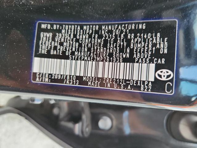 5YFEPMAE2MP261936 - 2021 TOYOTA COROLLA LE 黑色 照片 13