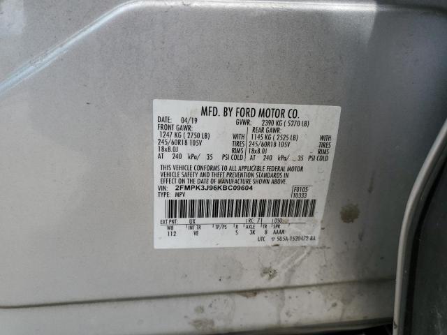 2FMPK3J96KBC09604 - 2019 FORD EDGE SEL SILVER photo 14