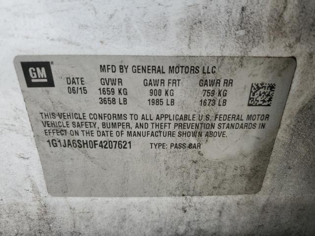 1G1JA6SH0F4207621 - 2015 CHEVROLET SONIC LS თეთრი ფოტო 12