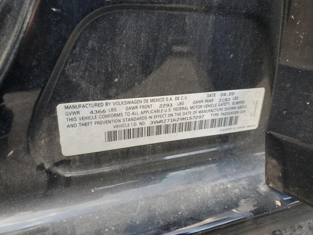 3VWRZ71K29M157297 - 2009 VOLKSWAGEN JETTA SE შავი ფოტო 12