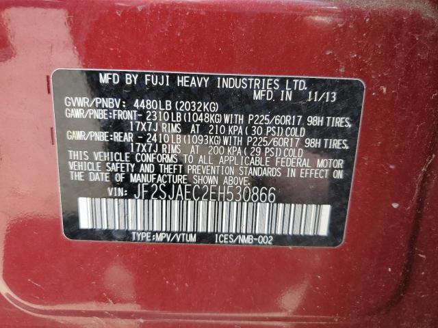 JF2SJAEC2EH530866 - 2014 SUBARU FORESTER 2.5I PREMIUM RED photo 13