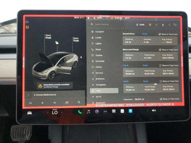 5YJ3E1EA1MF907983 - 2021 TESLA MODEL 3 თეთრი ფოტო 9