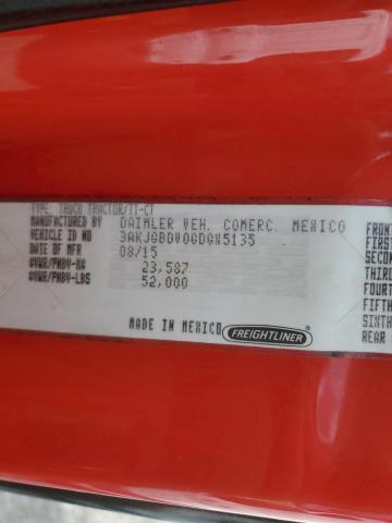 3AKJGBDV0GDGX5135 - 2016 FREIGHTLINER CASCADIA 1 RED photo 10