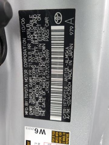 JTKDE167370183989 - 2007 TOYOTA SCION TC SILVER photo 12