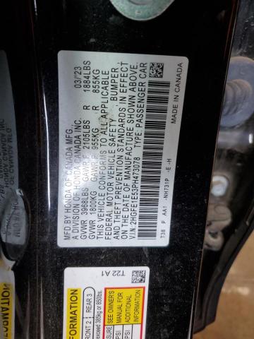 2HGFE1E53PH473078 - 2023 HONDA CIVIC SI BLACK photo 13