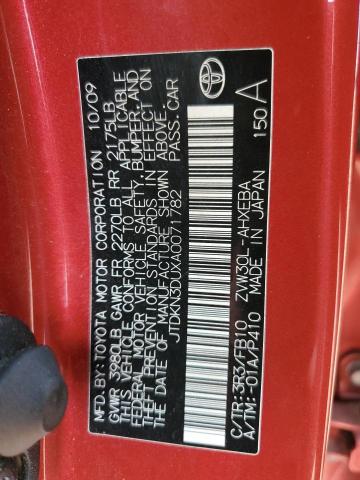 JTDKN3DUXA0071782 - 2010 TOYOTA PRIUS Qırmızı foto 12