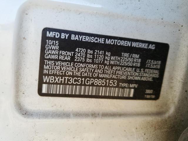 WBXHT3C31GP885153 - 2016 BMW X1 XDRIVE28I WHITE photo 13