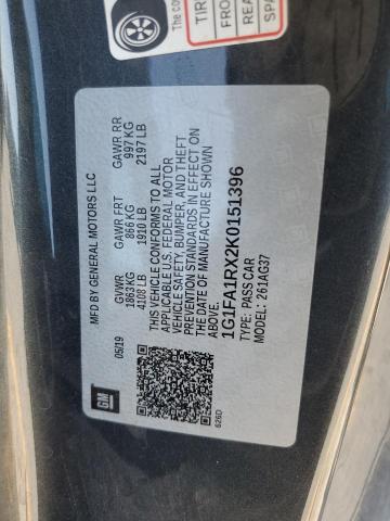 1G1FA1RX2K0151396 - 2019 CHEVROLET CAMARO LS GRAY photo 12