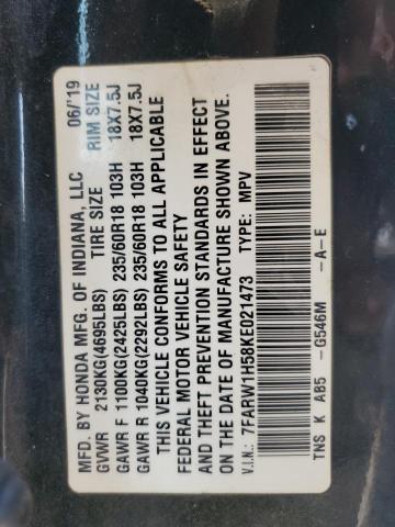 7FARW1H58KE021473 - 2019 HONDA CR-V EX BLACK photo 13