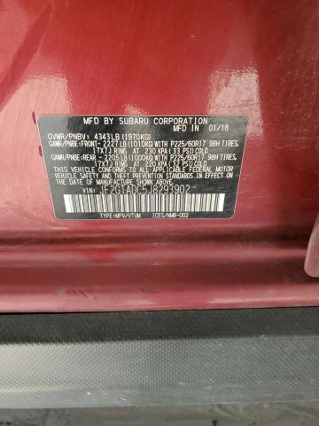 JF2GTADC5J8293902 - 2018 SUBARU CROSSTREK PREMIUM RED photo 13