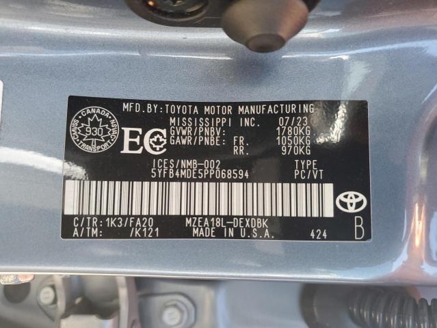 5YFB4MDE5PP068594 - 2023 TOYOTA COROLLA LE BLUE photo 12