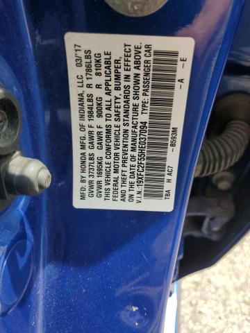 19XFC2F55HE037094 - 2017 HONDA CIVIC LX 蓝色 照片 12