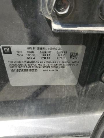 1G11B5SA7DF195253 - 2013 CHEVROLET MALIBU LS GRAY photo 12