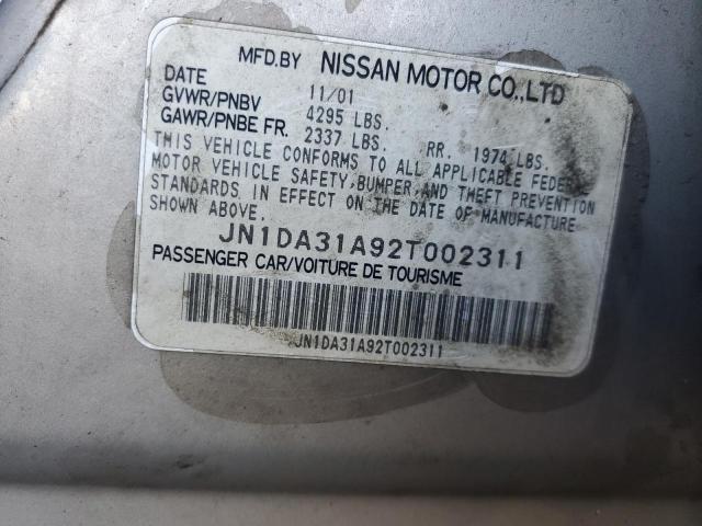 JN1DA31A92T002311 - 2002 NISSAN MAXIMA GLE GRAY photo 12