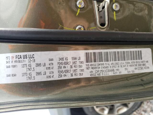 1C4PJMBX1KD364047 - 2019 JEEP CHEROKEE TRAILHAWK GREEN photo 13