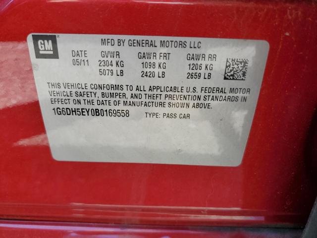 1G6DH5EY0B0169558 - 2011 CADILLAC CTS LUXURY COLLECTION წითელი ფოტო 12