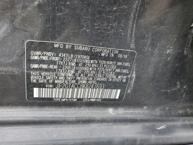 JF2GTACC8K8247693 - 2019 SUBARU CROSSTREK PREMIUM Siyah fotoğraf 12