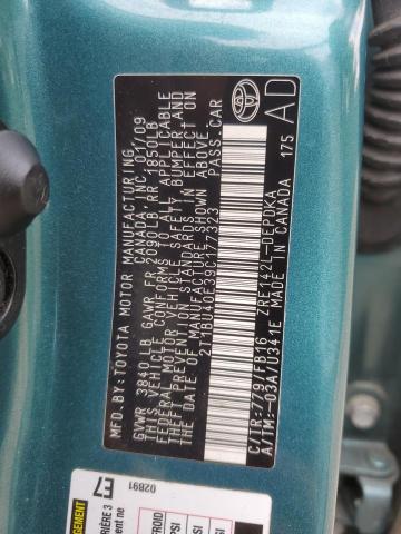 2T1BU40E39C177323 - 2009 TOYOTA COROLLA BASE GREEN photo 12